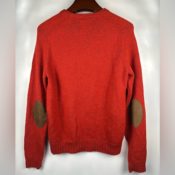 American Eagle Men’s M Outfitters Pullover Sweater Orange Fleck Elbow Patches - Picture 2 of 10